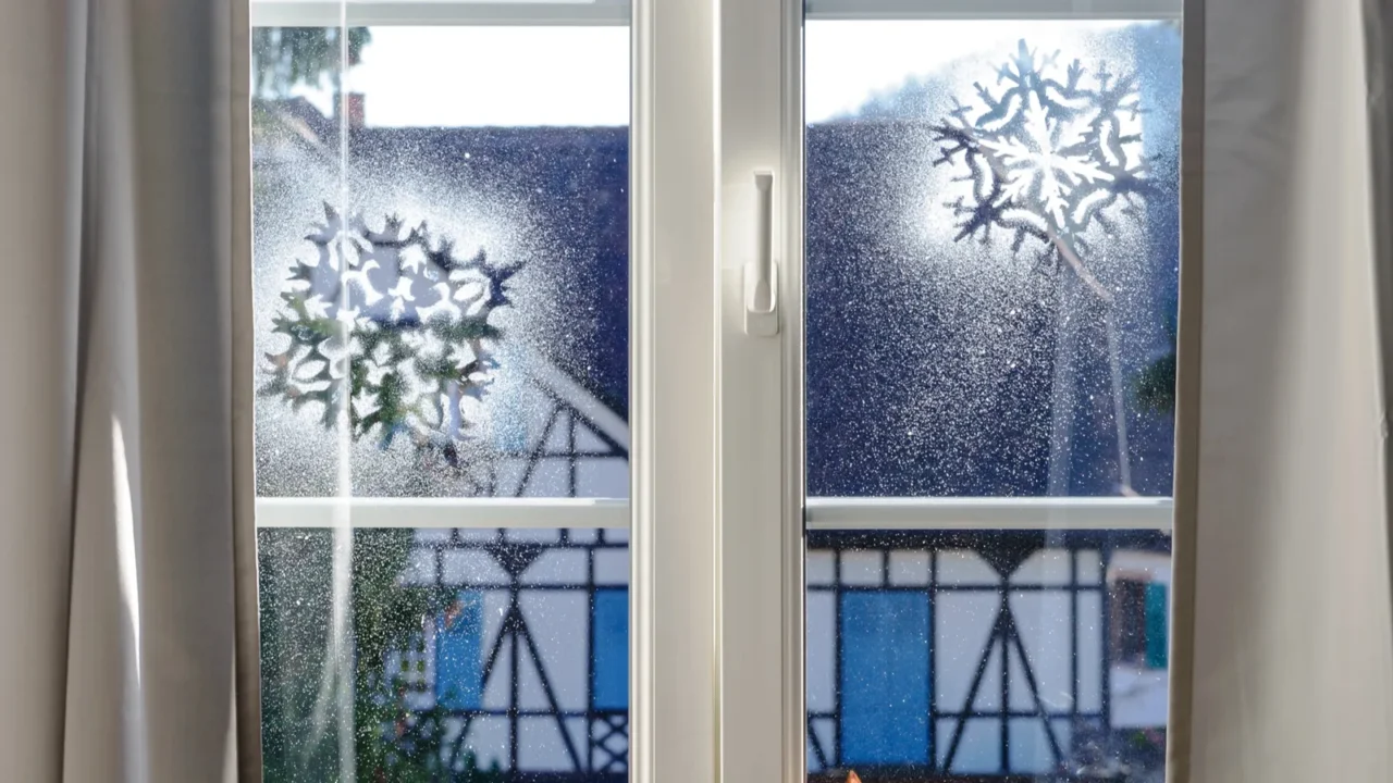 christmas decoration of new pvc window