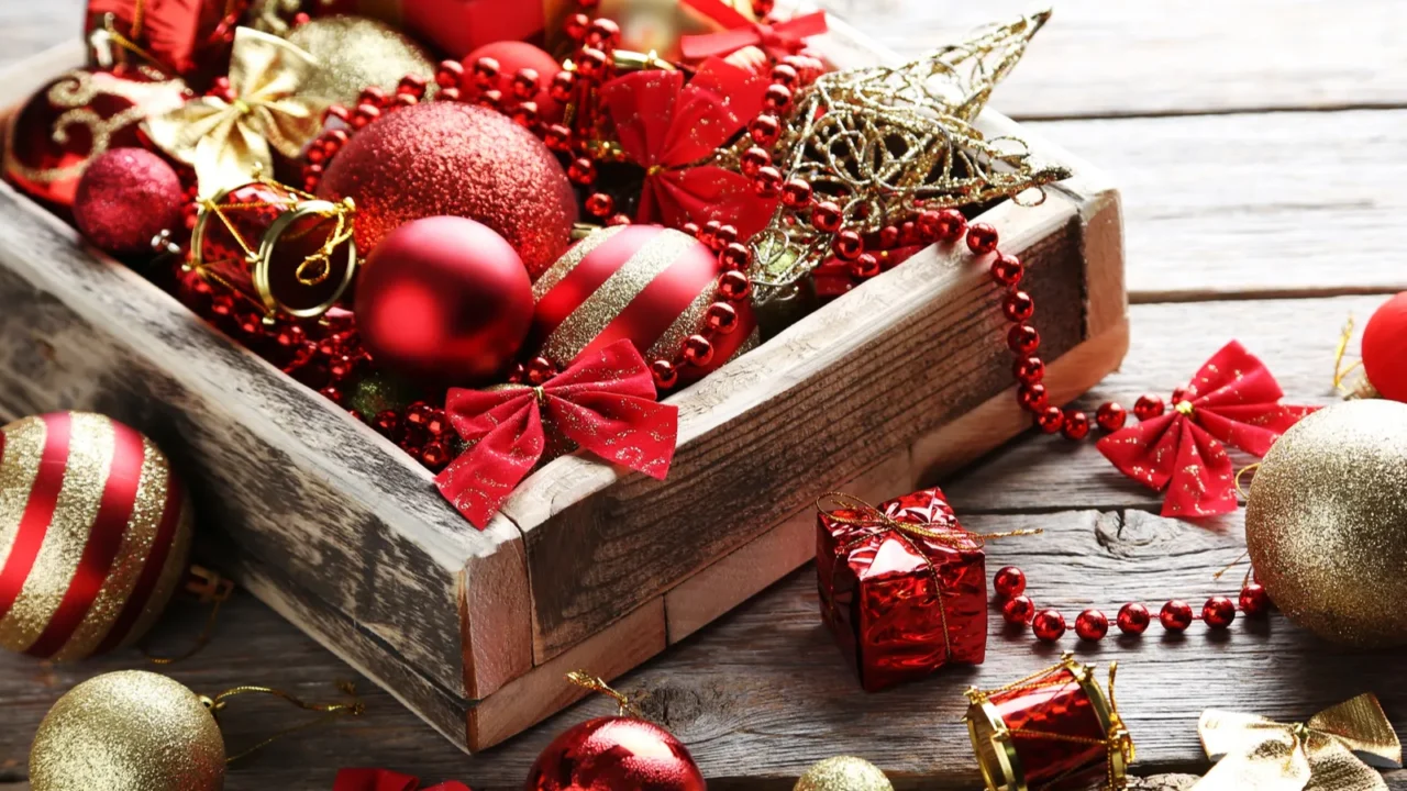 christmas decorations on table