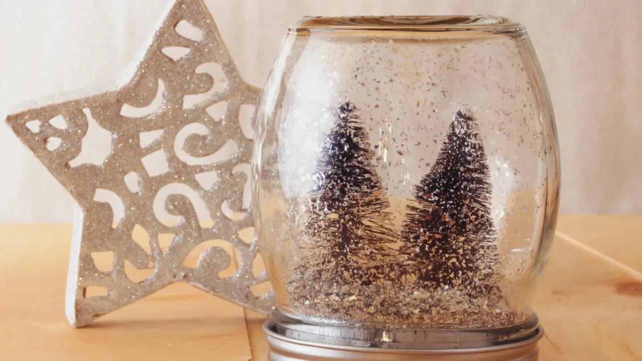 christmas trees in mason jar