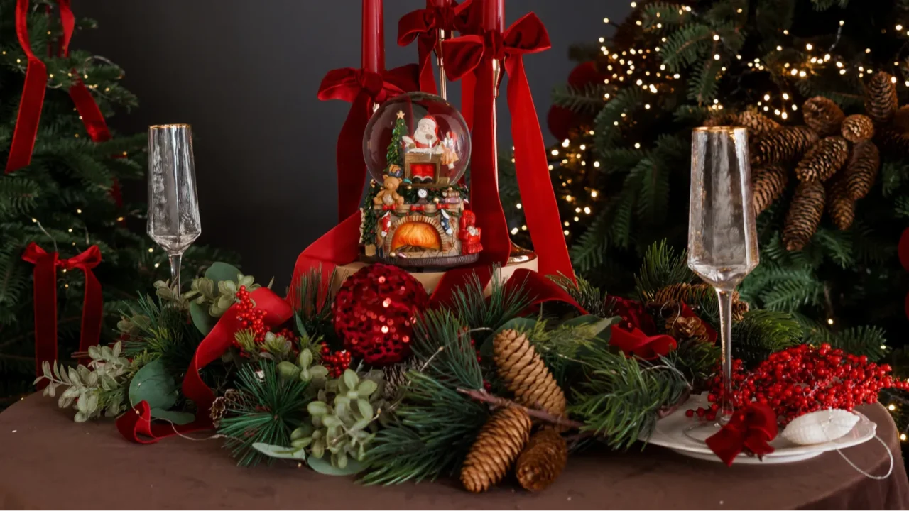 festive christmas table decoration with holiday cheer and seasonal accents