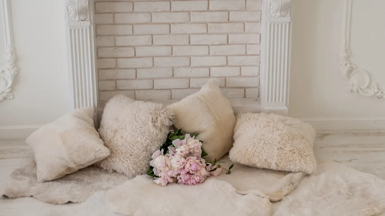 fur cushions in the interior