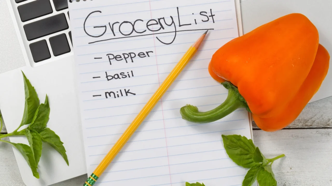 grocery list for online shopping on desktop