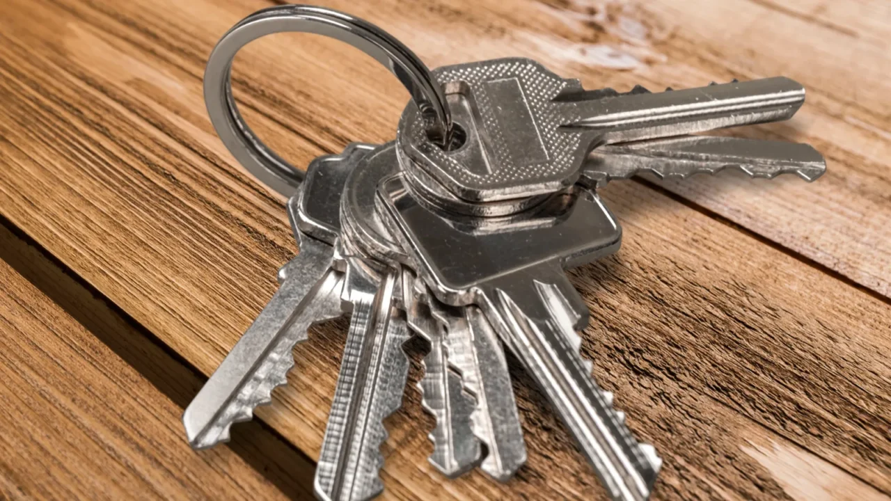 keys on wooden table