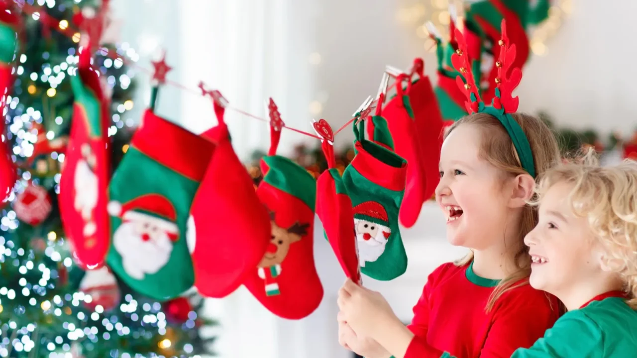 kids opening christmas presents child searching for candy and gifts