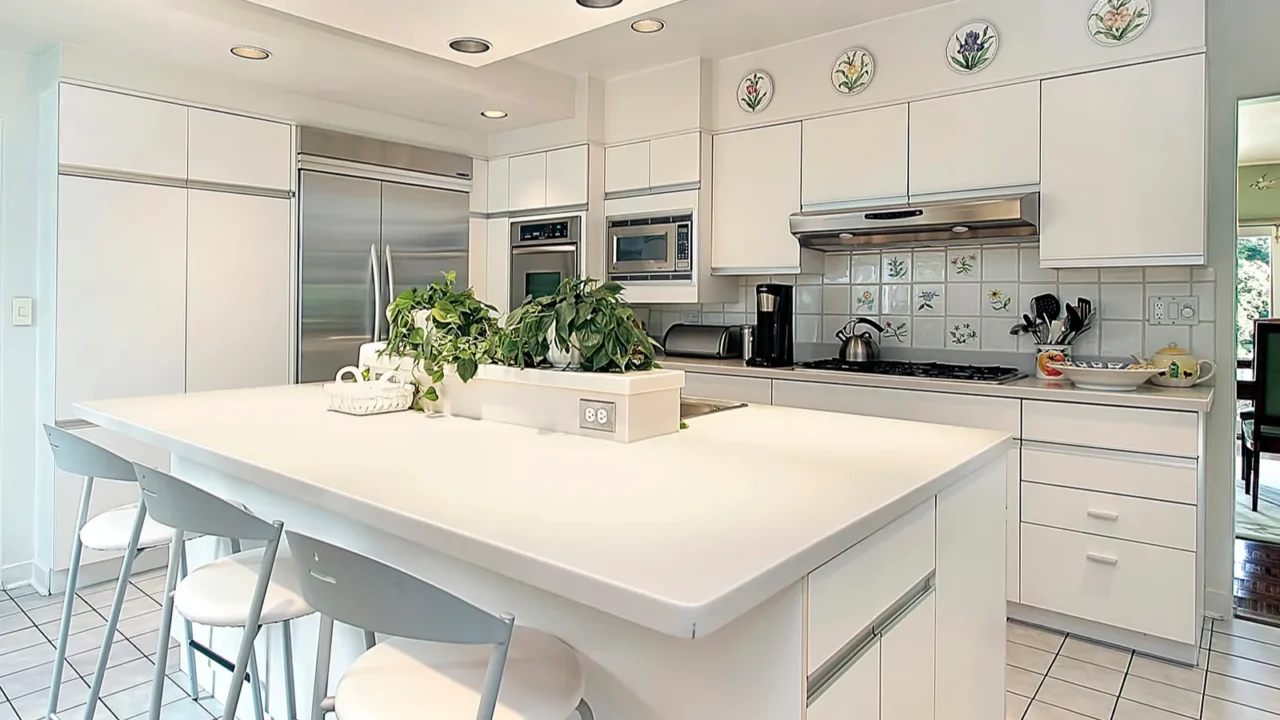 kitchen with white cabinetry