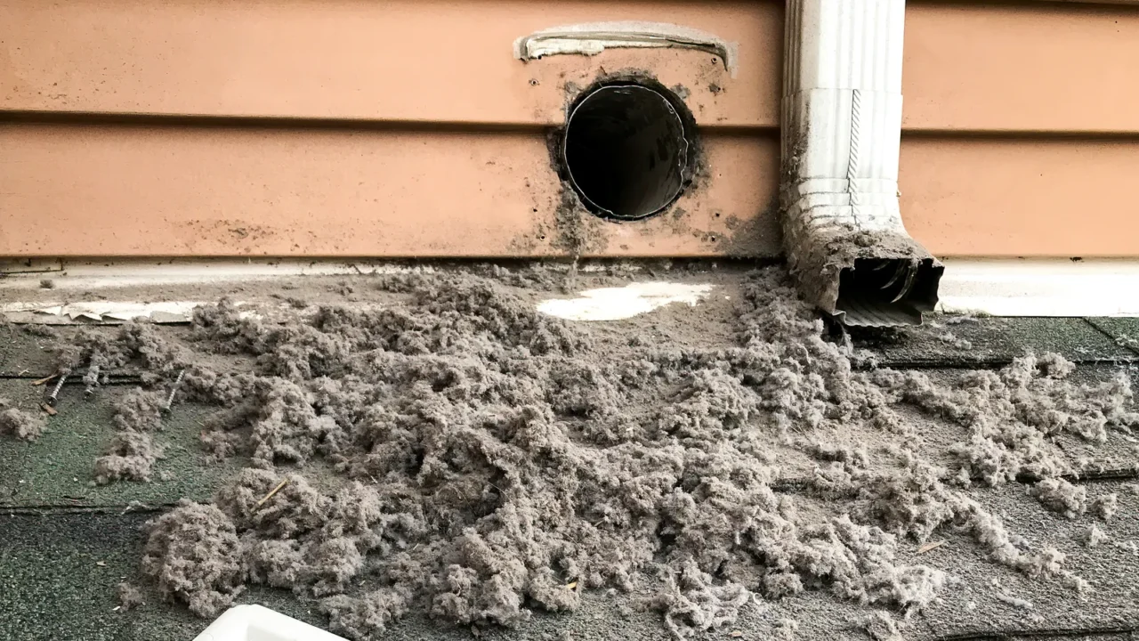 lint collected from dryer machine after cleaning vent