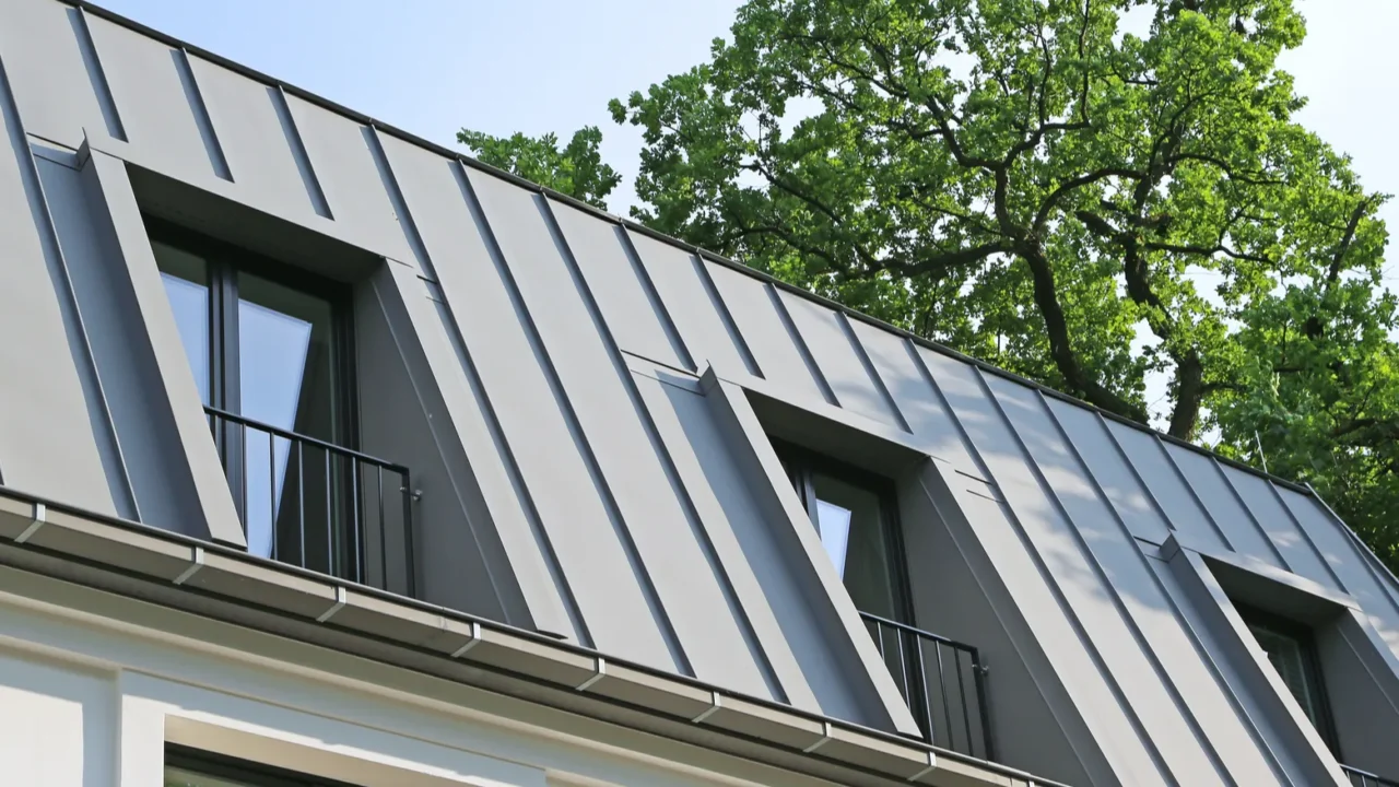 modern attic with zinc sheet cladding