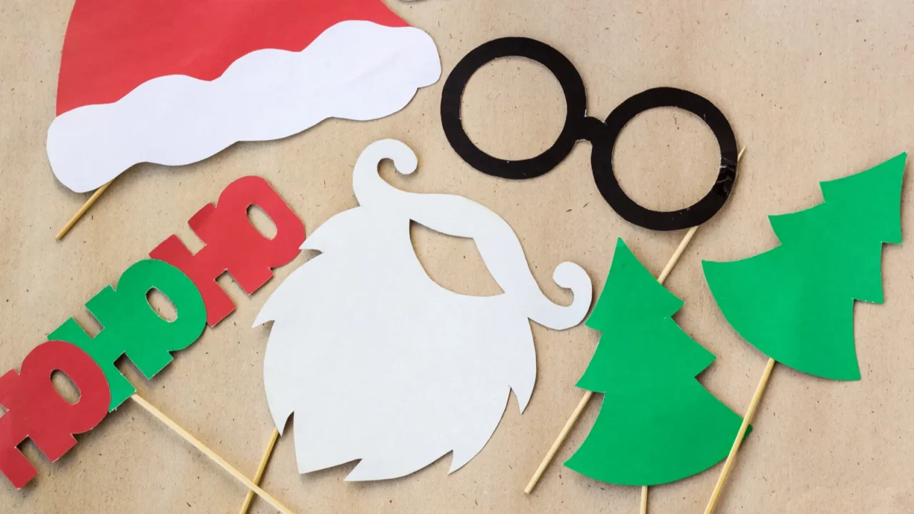 photo booth colorful props for christmas party  mustache santa