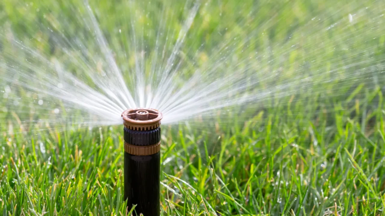 sprinkler watering grass