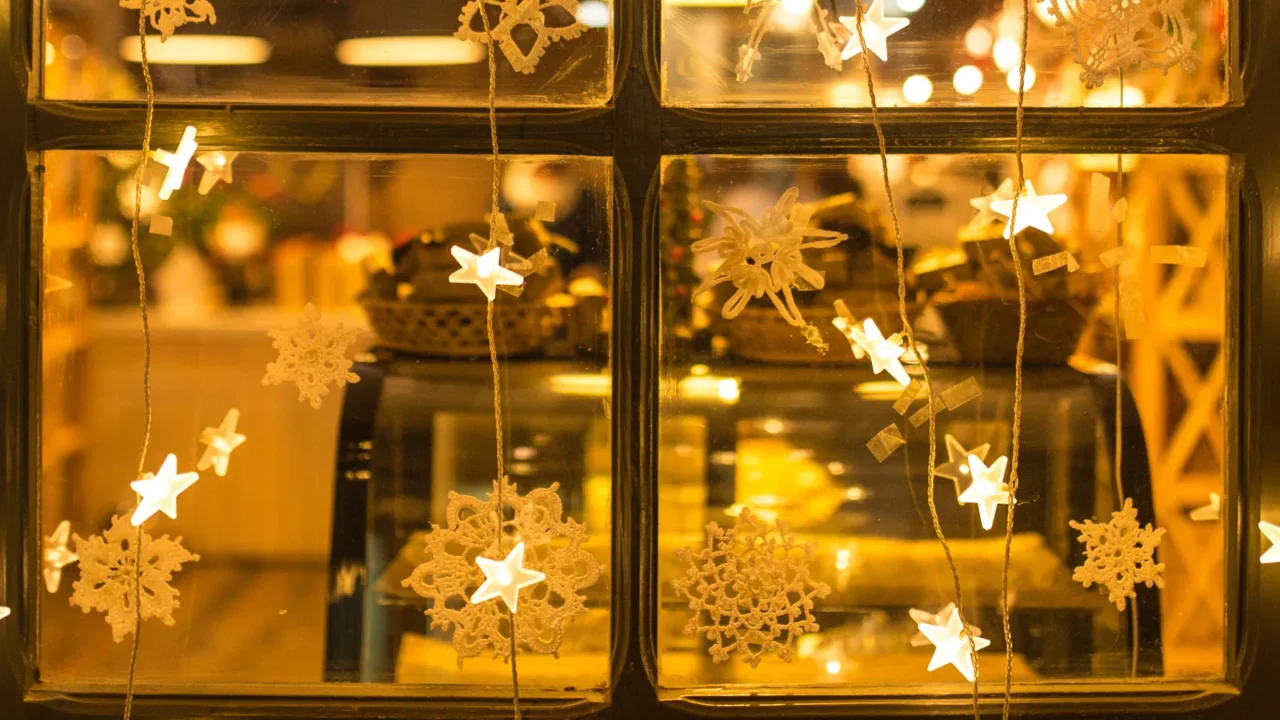 unusual christmas wreath on window