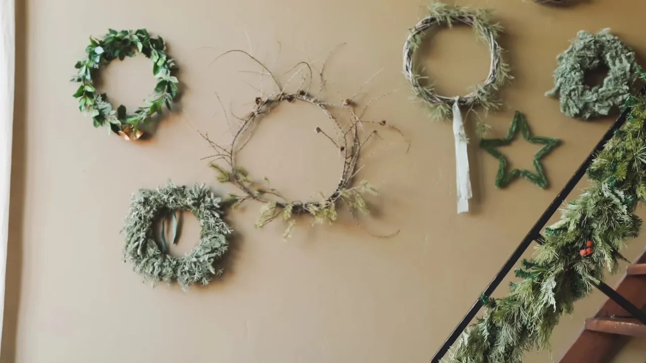 wreath of spruce christmas decorations holiday concept new year holiday