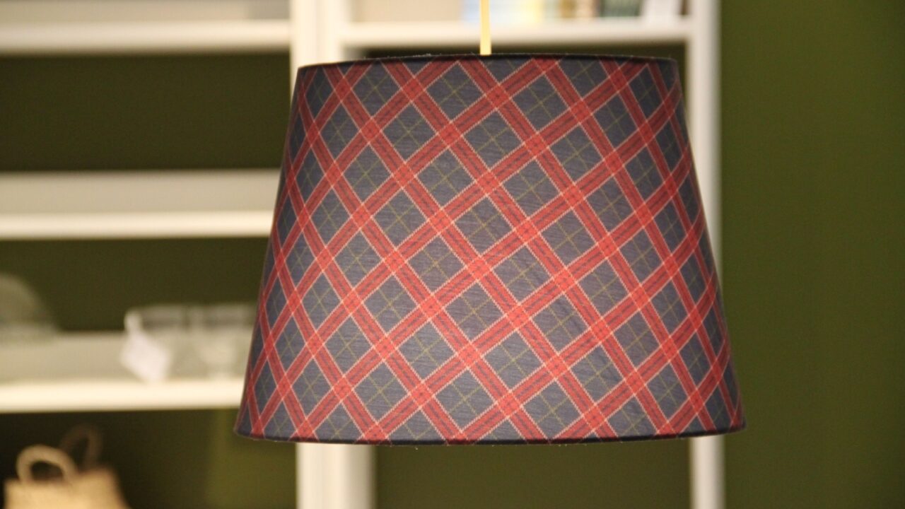 Scottish style red and blue lampshade