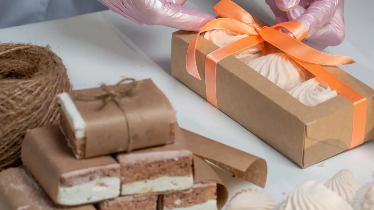 a woman is packing homemade marshmallows cooking zephyr at home