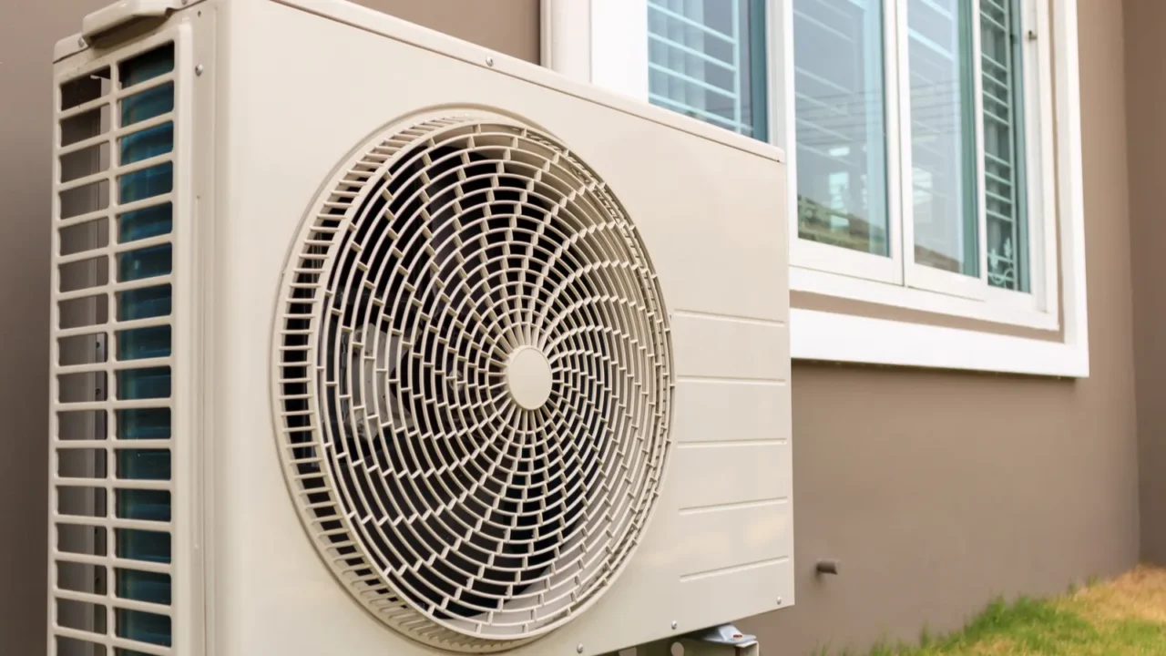 air conditioner compressor outdoor unit installed outside the house