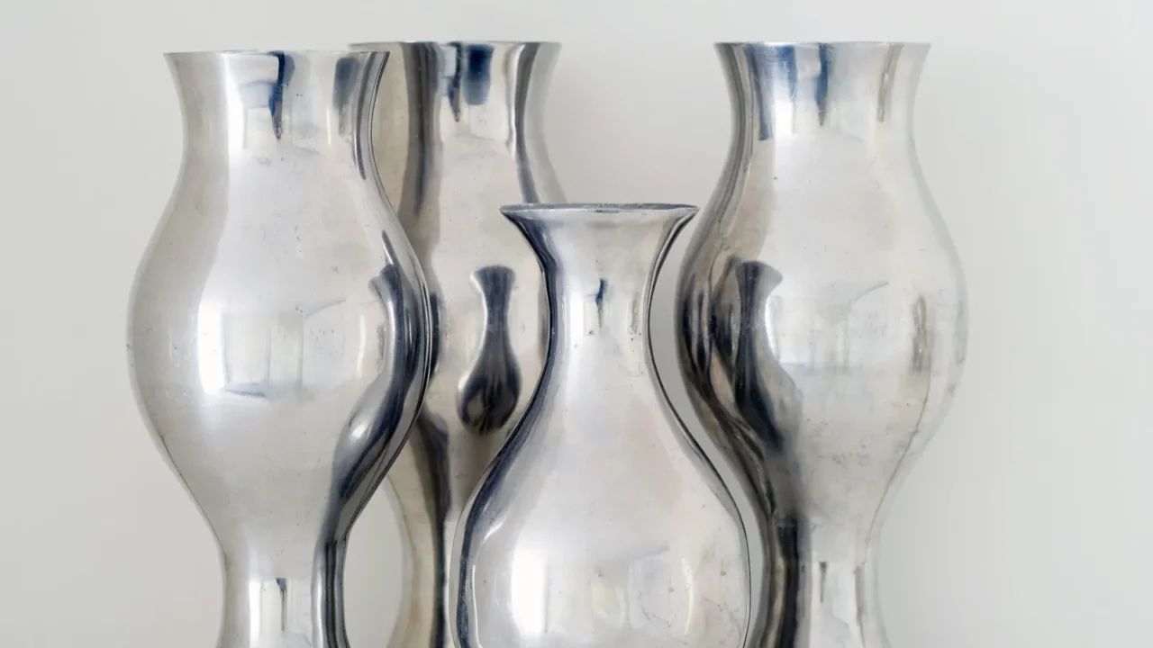 aluminum vase a set of aluminum vases on a white