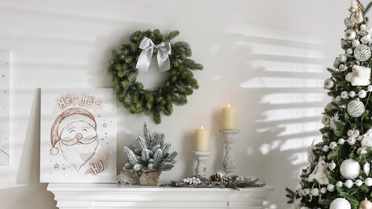 beautiful christmas pictures in festive room interior