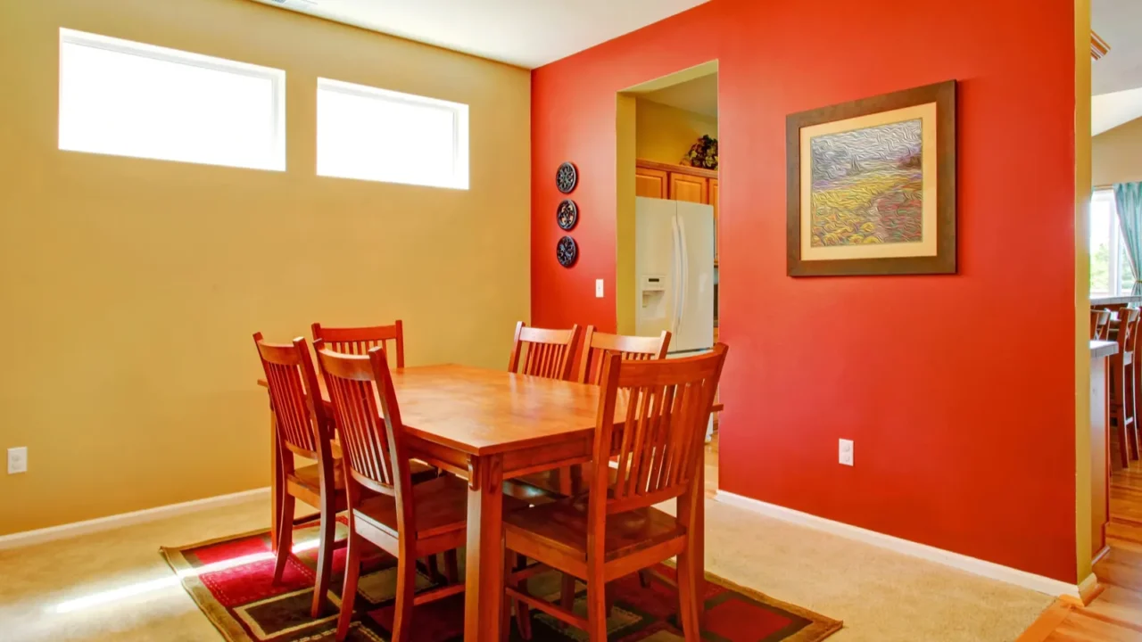 bright contrast dining room interior