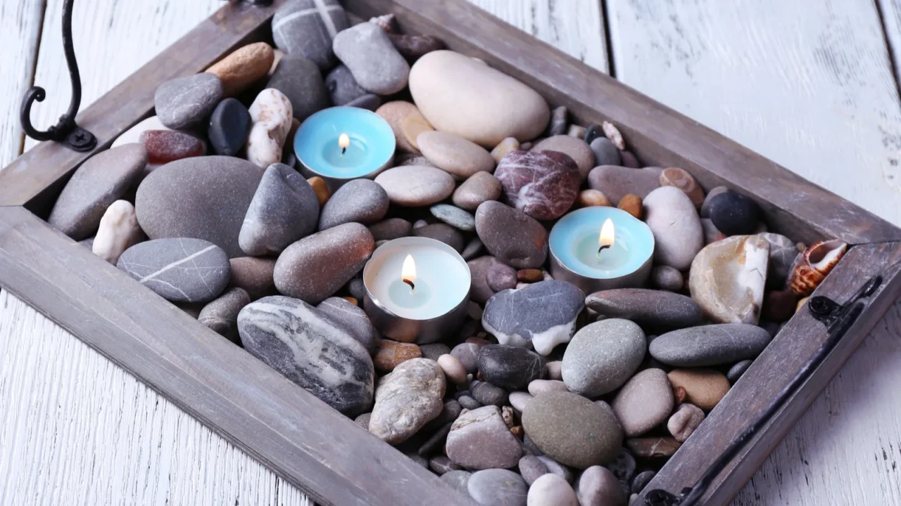 candles on vintage tray