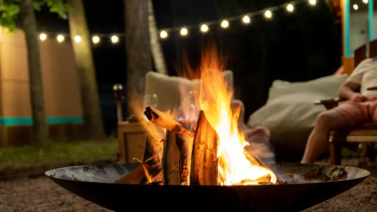 cast iron fire pit campfire place at forest beach camping