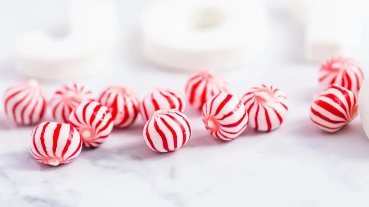 close up view variety of marshmallow toppings with peppermint for