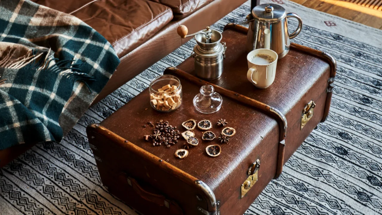 coffee grinder with coffee beans and cup espresso