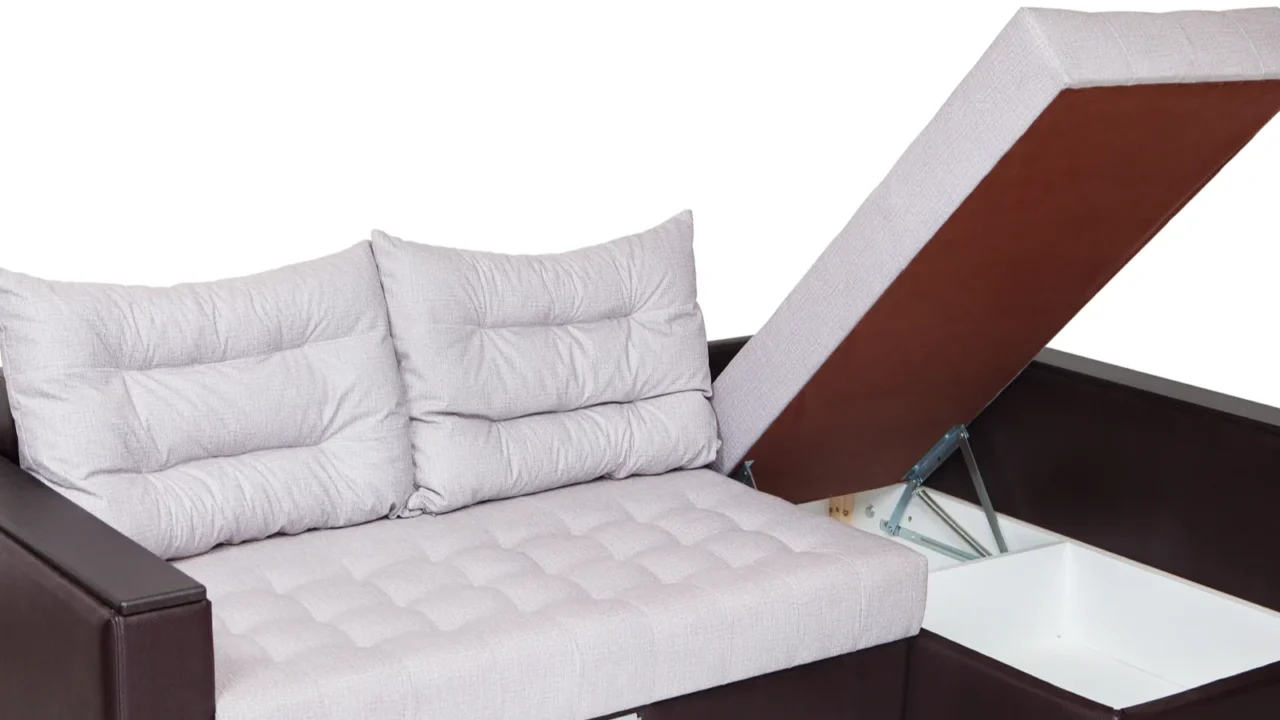 corner convertible sofa bed with storage system upholstery white fabric