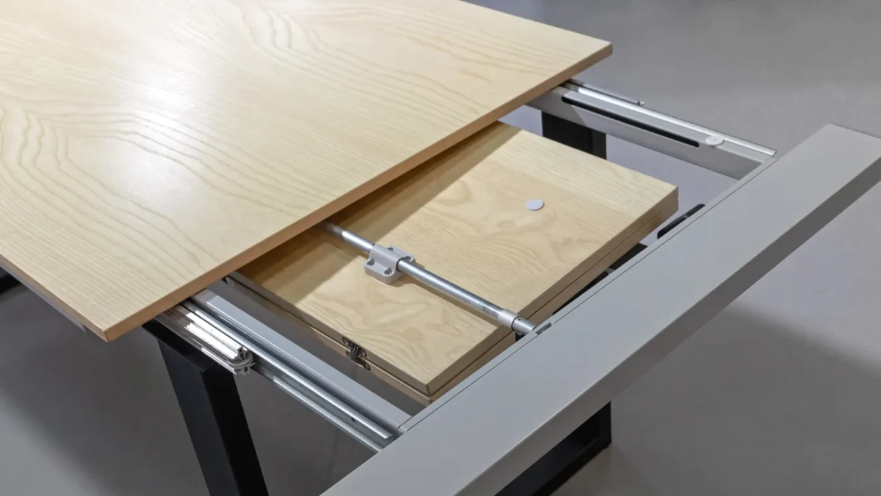 extendable wooden table with mechanism