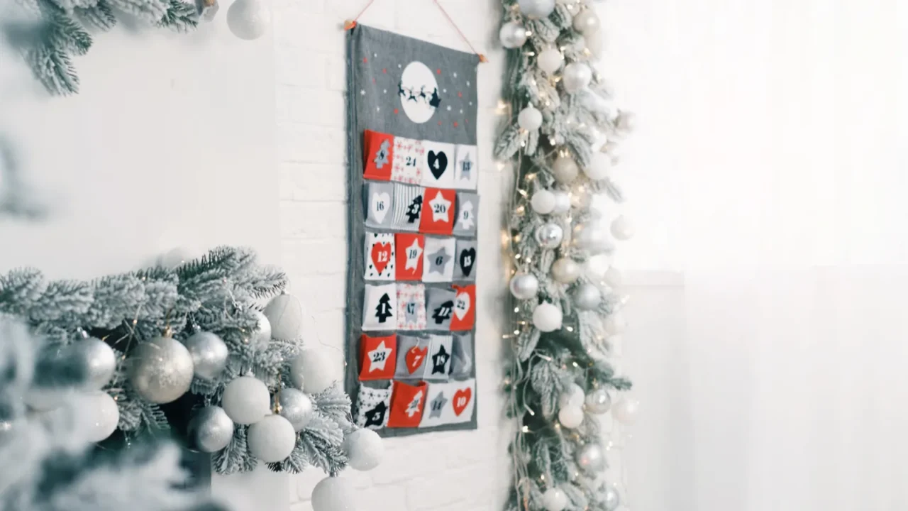 hanging christmas advent calendar on wall handmade craft felt pockets