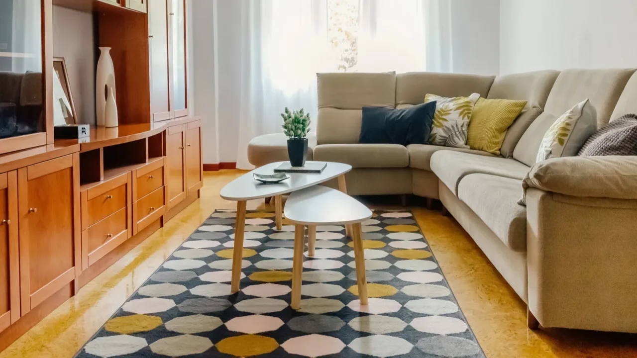 interior of a living room with corner sofa