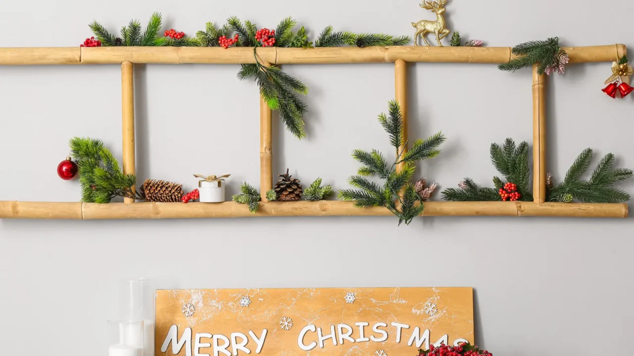 interior of modern room decorated for christmas