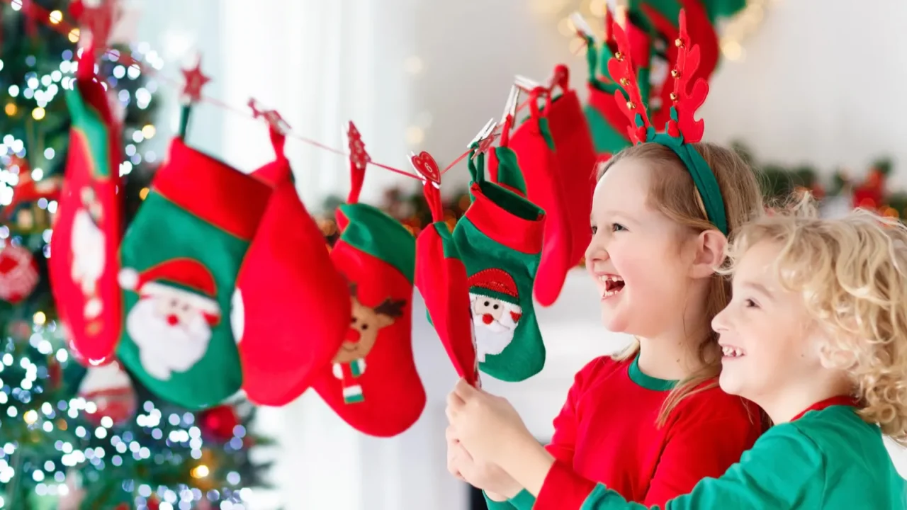 kids opening christmas presents child searching for candy and gifts