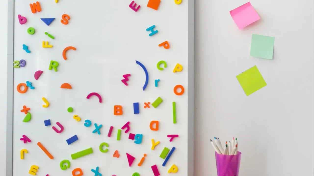 magnetic board with letters