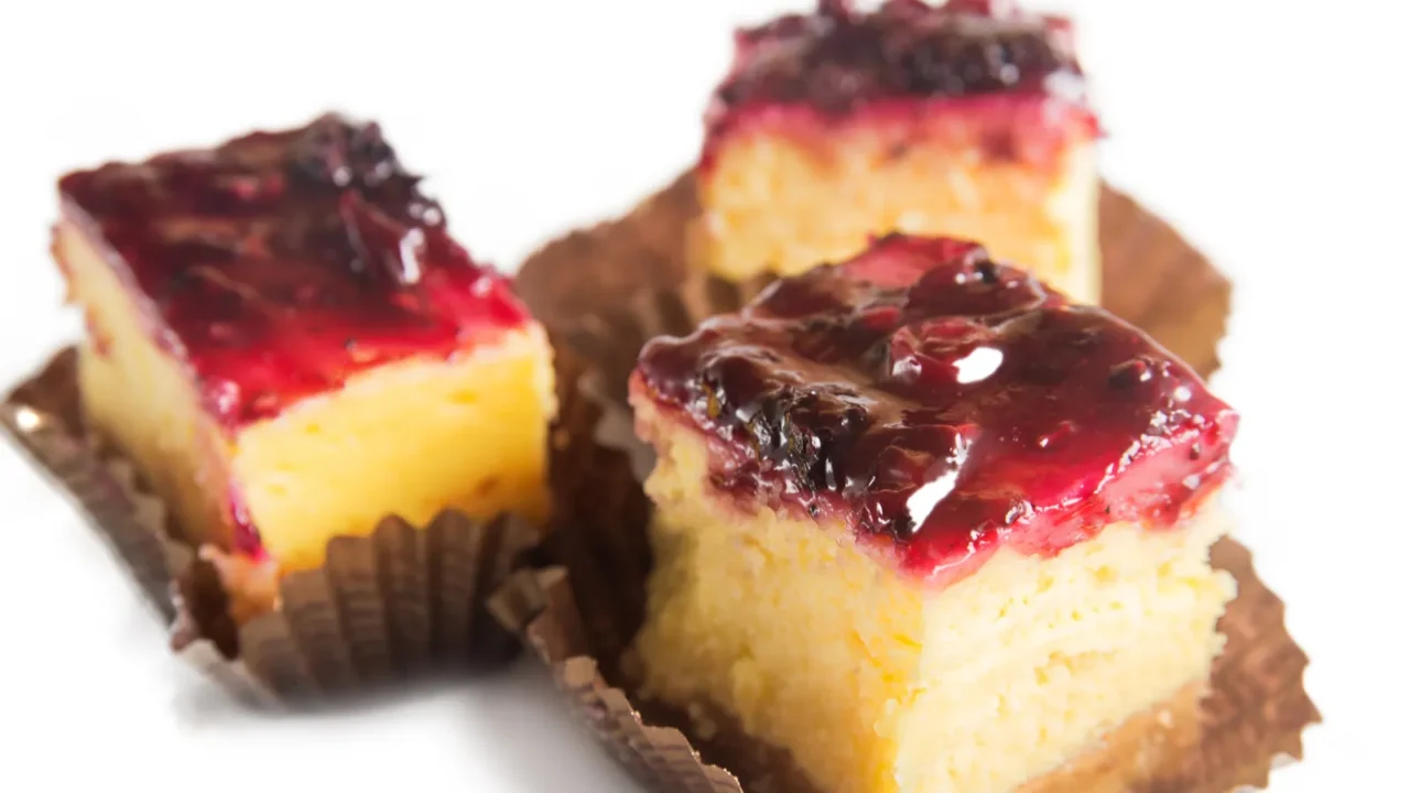 mini cheesecakes isolated on white background