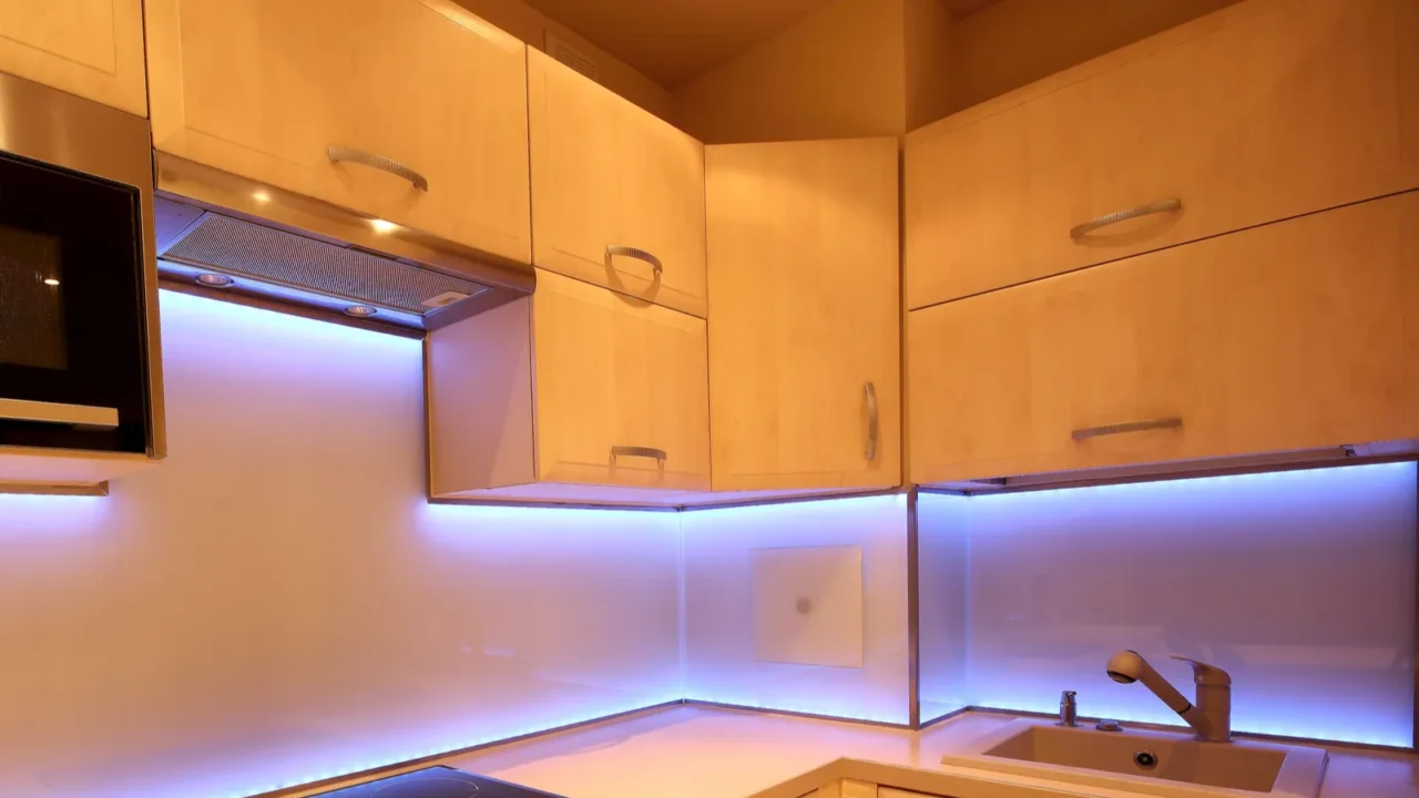 modern luxury kitchen with custom made furnishings and led rgb