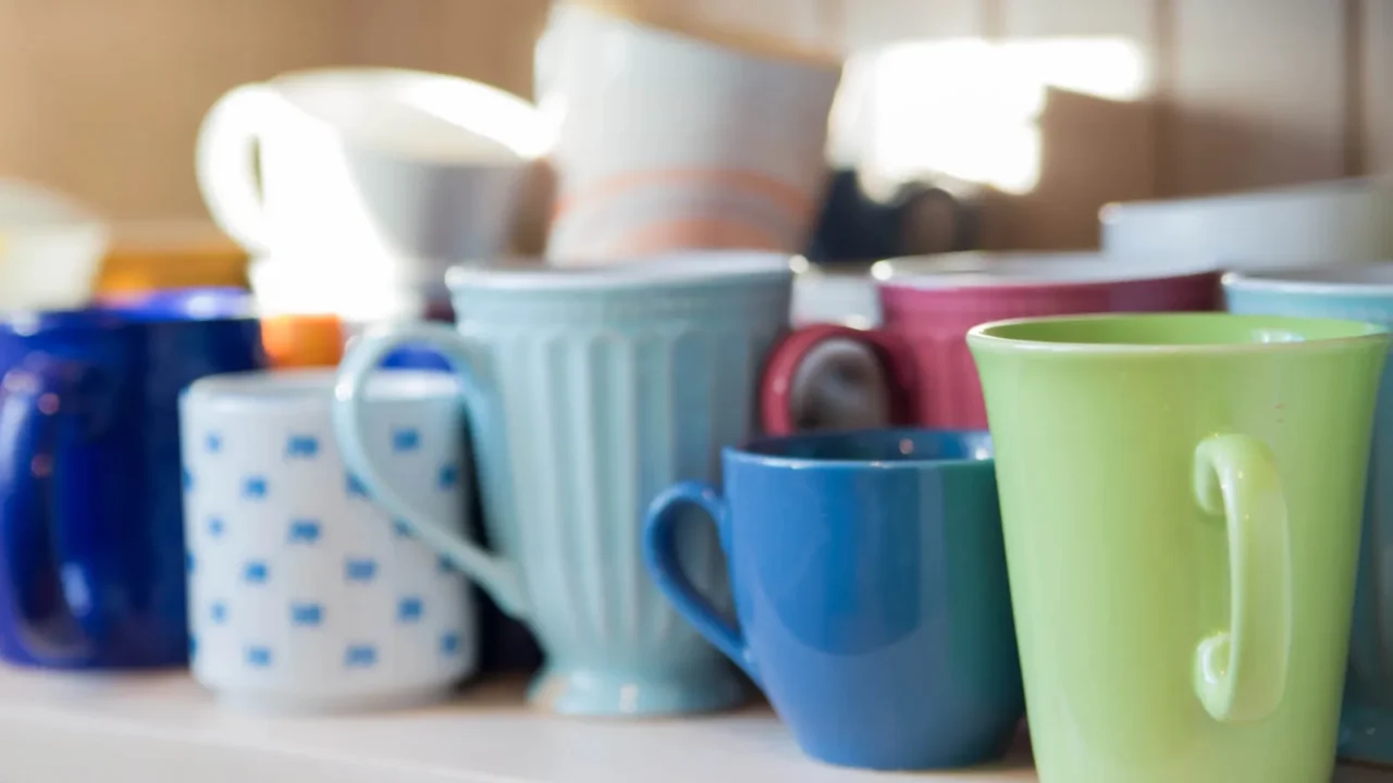 mugs on shelf are clean and dry