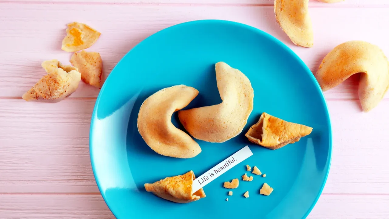 plate with fortune cookies