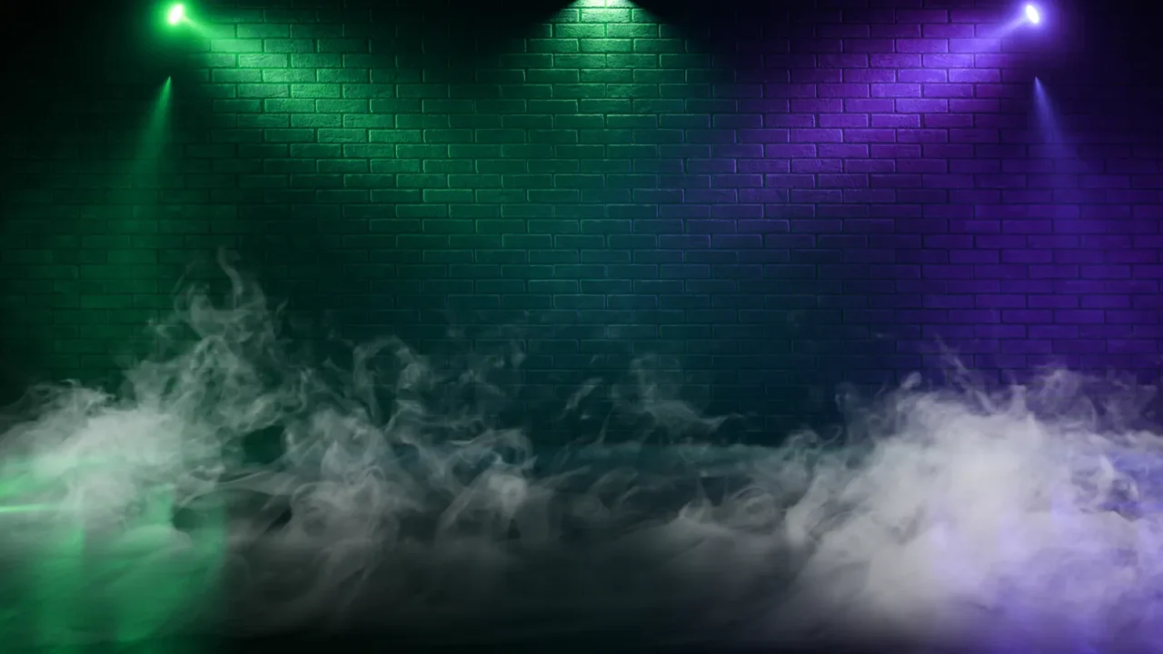 retro smoke fog dance floot stage brick walls concrete spot