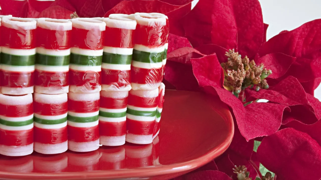 ribbon christmas candy on white