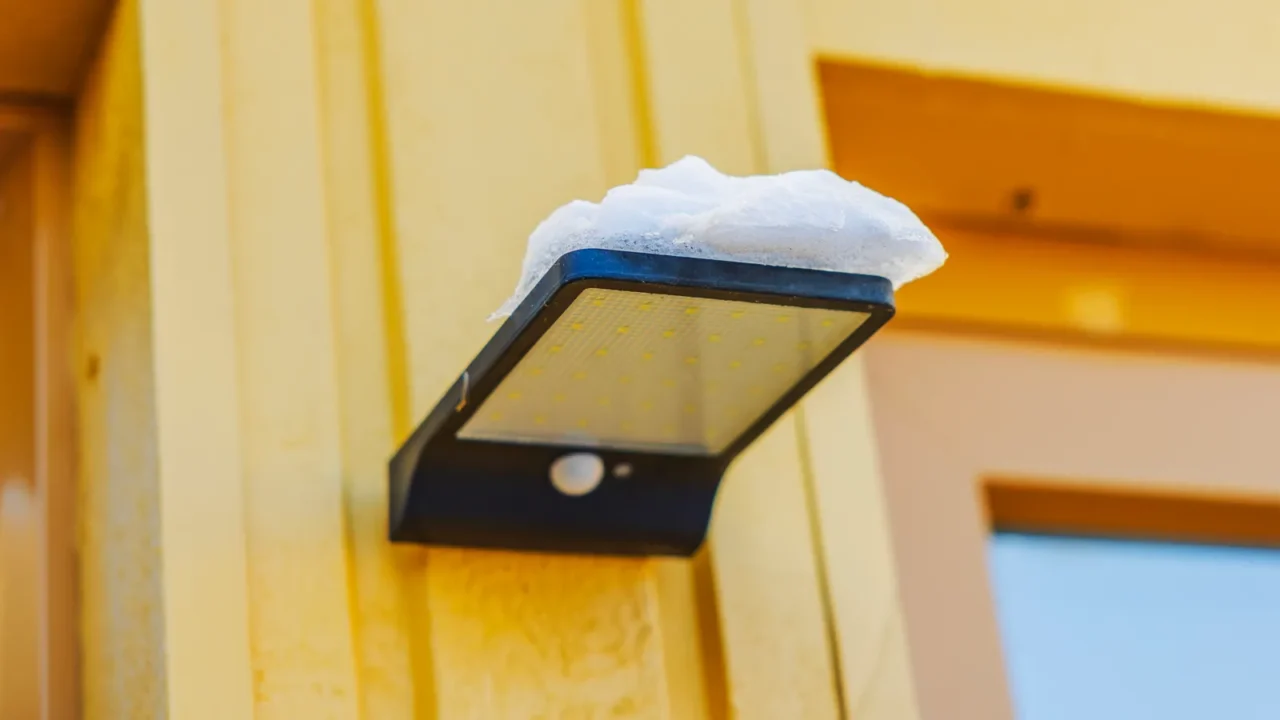 solar outdoor led light with motion sensor and snow resting