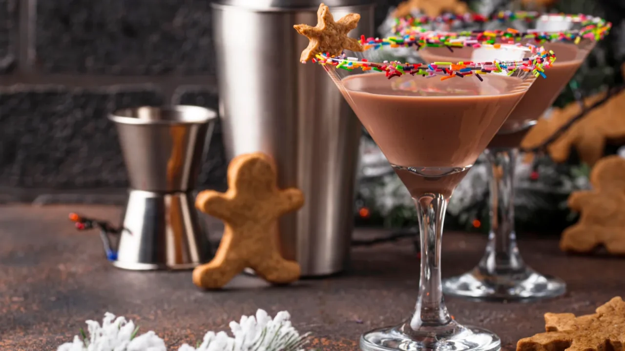 sugar cookie martini with sprinkles rim