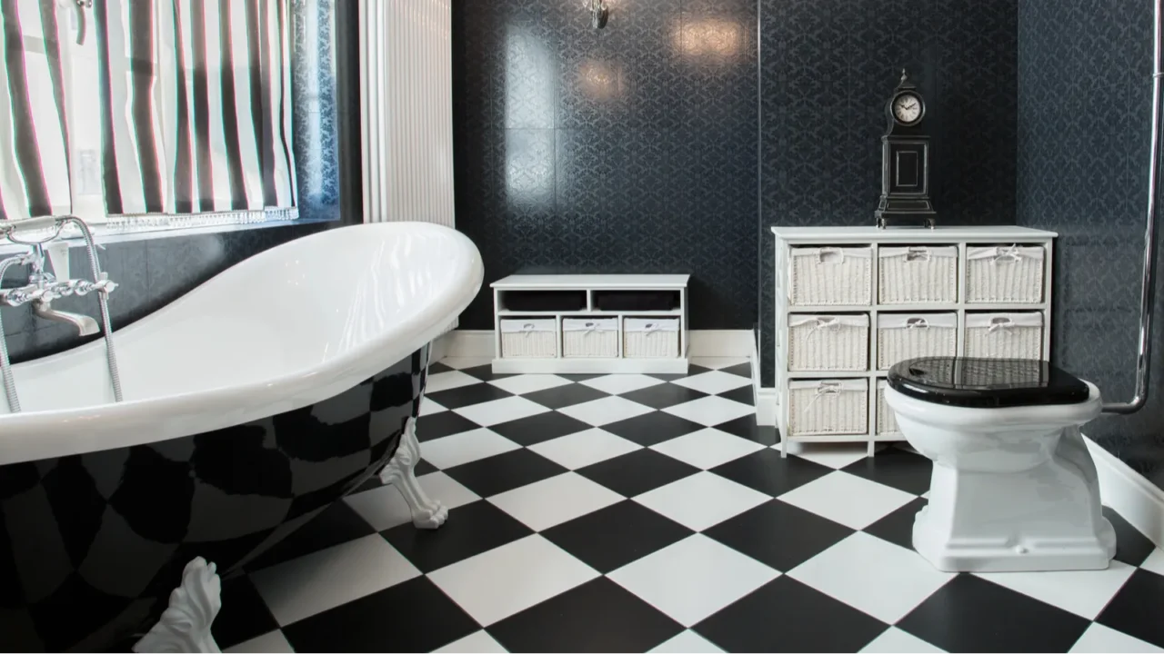 white and black bathroom