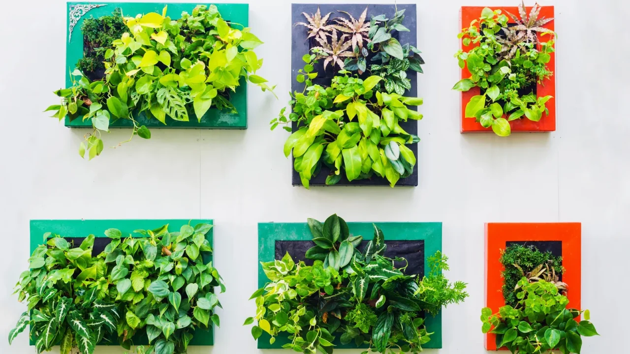 wooden floor point to vertical garden