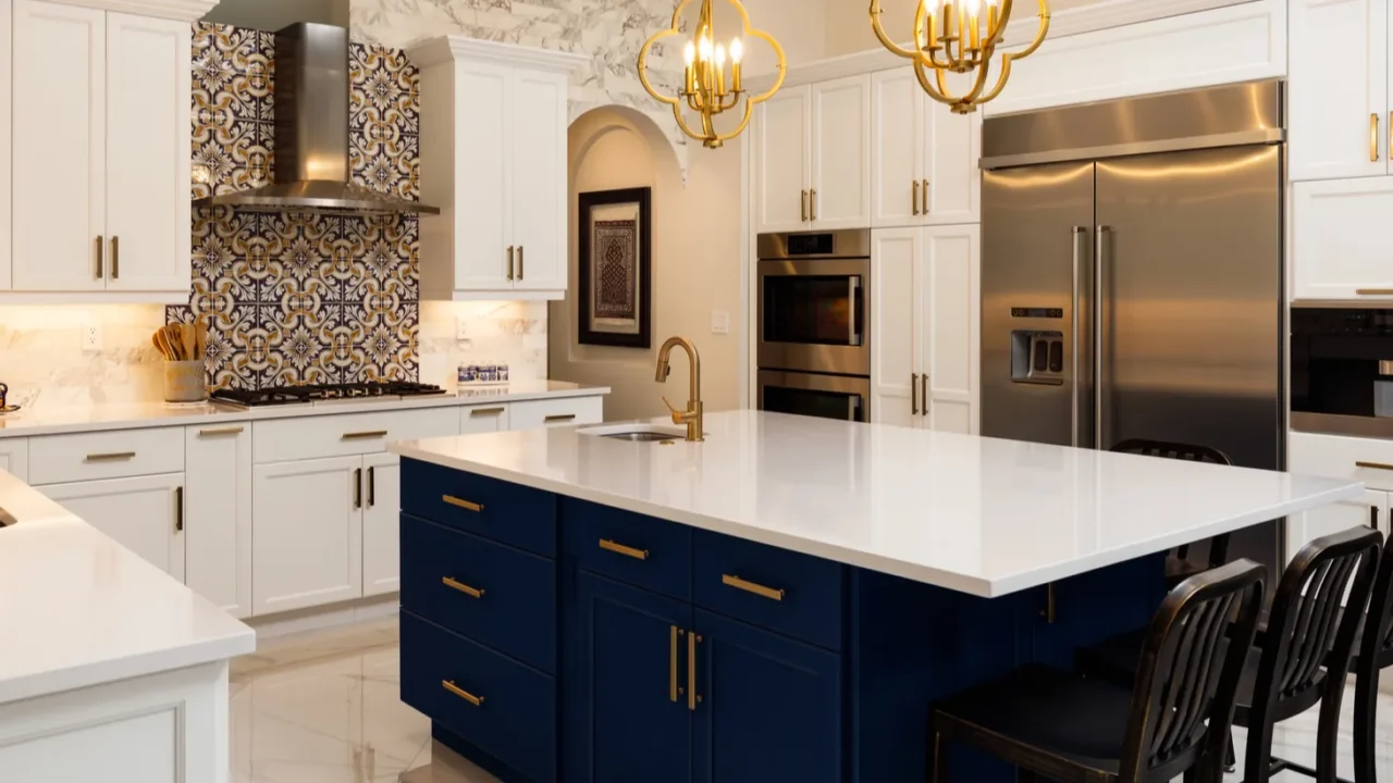 beautiful luxury home kitchen with white cabinets