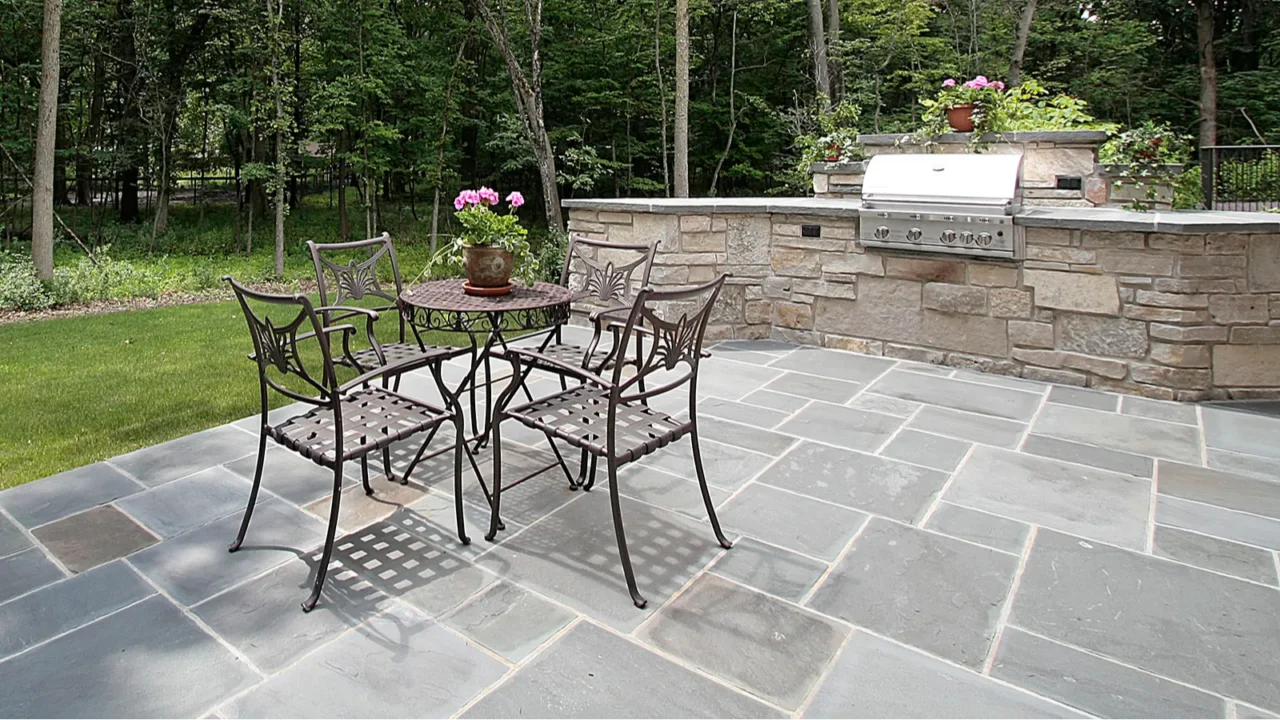 bluestone patio and stone grill