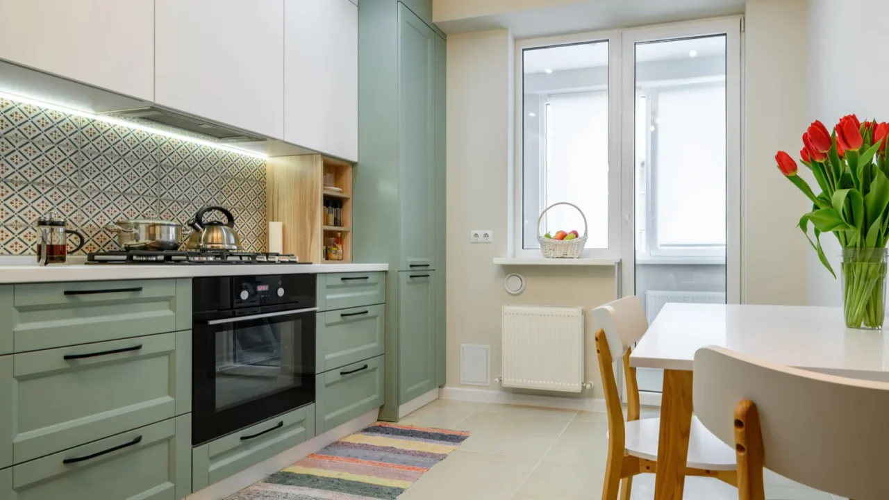 cozy modern kitchen interior some drawers pulled out