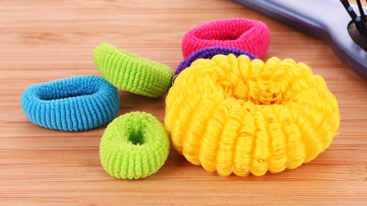 hair brush and hair scrunchies