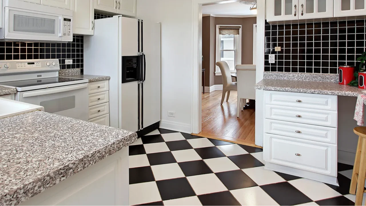 kitchen with checkerboard floor