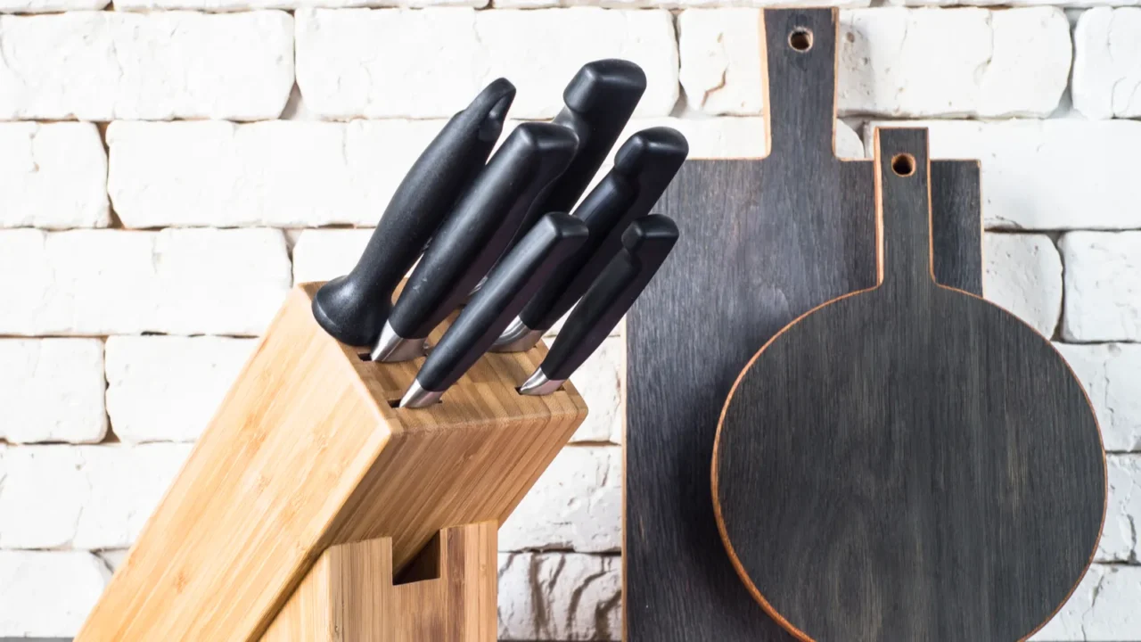 knife block and utensil on the table