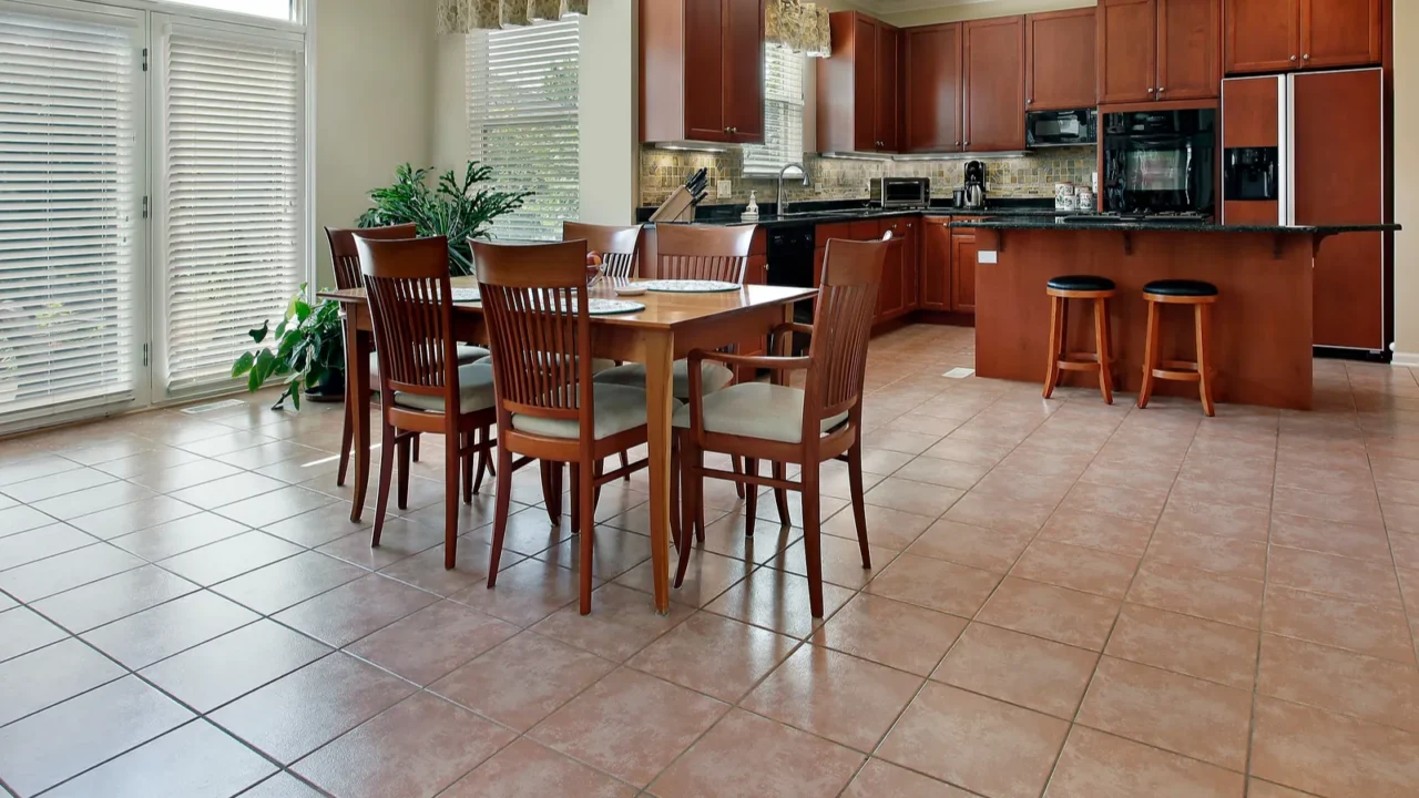 large kitchen with eating area