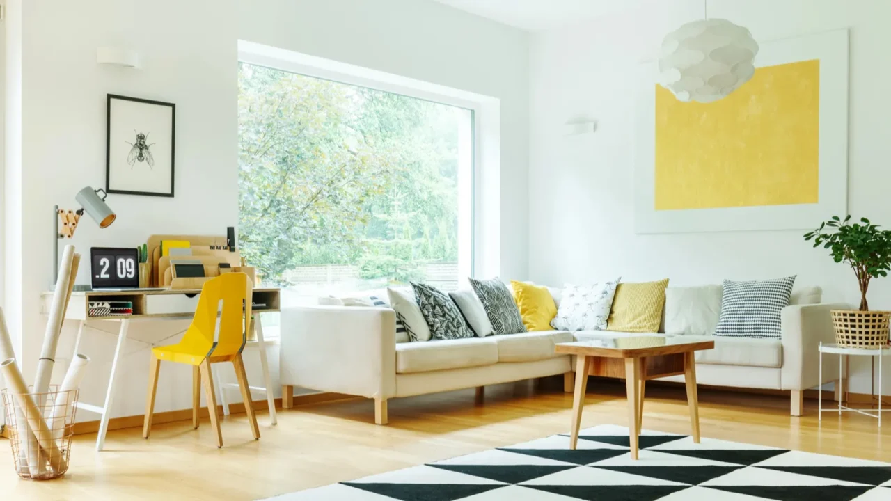 living room with corner couch